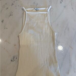 Agolde Cream Ribbed Tank Top
